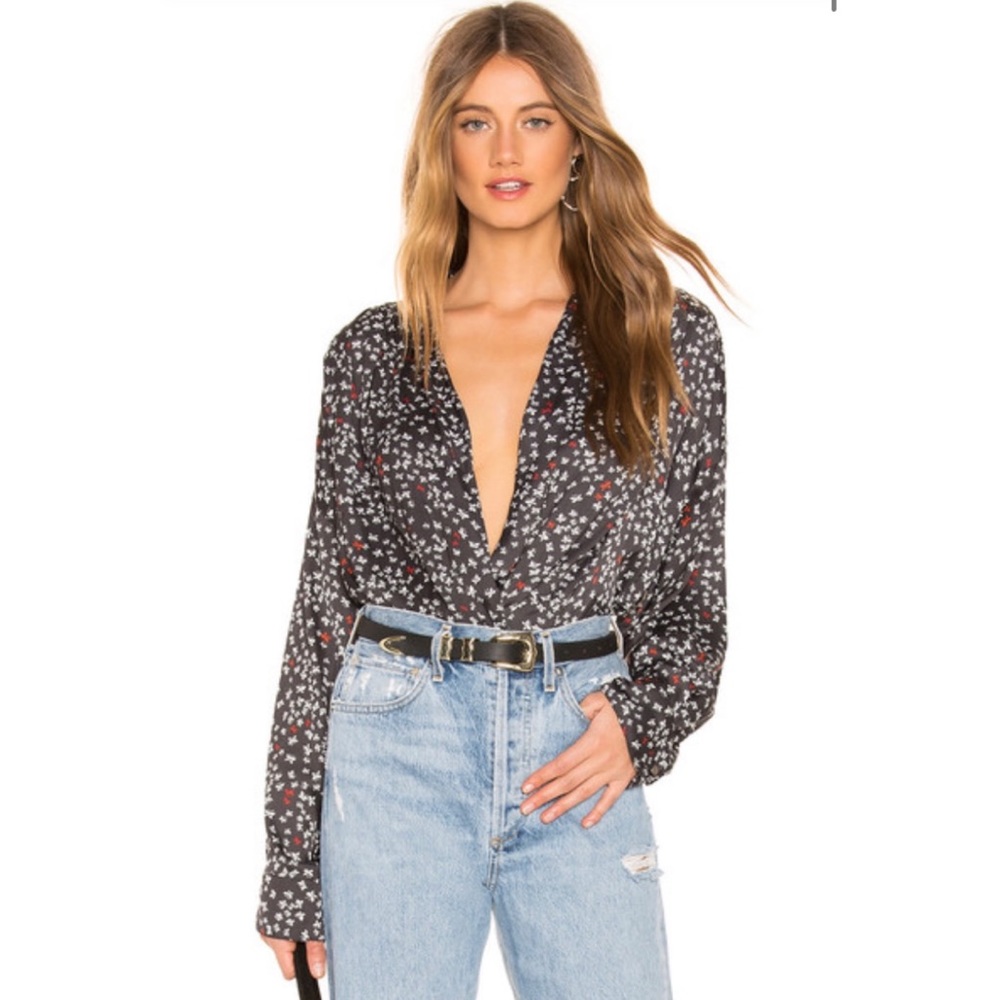 NWT Free People Lady Like Butterfly Print Bodysuit